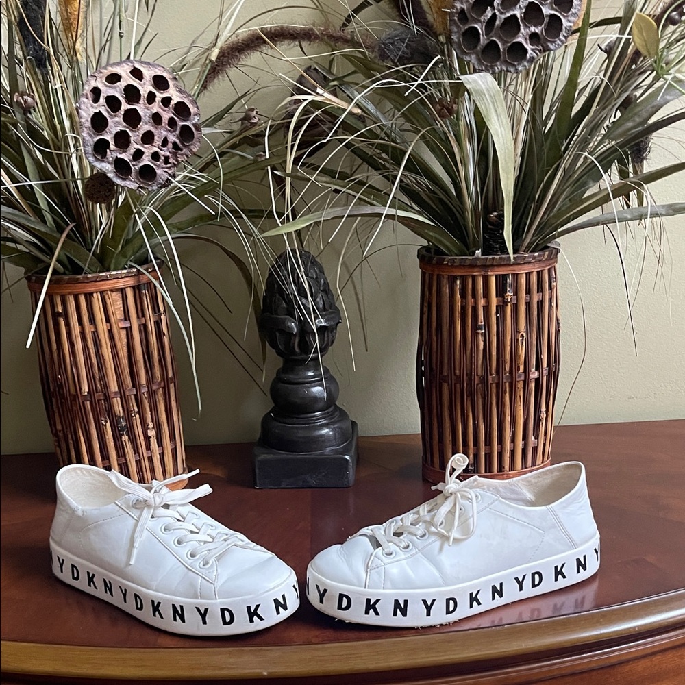 DKNY White Sneakers with Black Accents